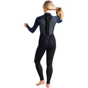 2024 C-Skins Womens Element 3/2mm Flatlock Back Zip Wetsuit C-EL32STW - Slate / Coral